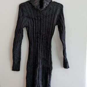 NWT Fuzzy Black Turtleneck Mini Dress Size M Autmn/Winter Slinky Goth